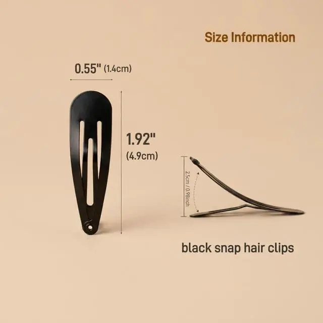 Alt view image 5 of 6 - 40 Pack Black 2 Inch Barrettes Women Metal Snap Hair Clips Accessories