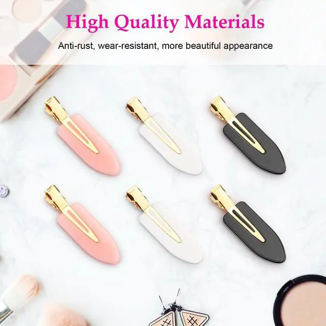 Alt view image 3 of 7 - 6 Pcs Creaseless Hair Clips No bend No Crease Hair Clip Makeup Clips for Women and Girls Flat Hair Clips for Hairstyling Salon Golden Handle