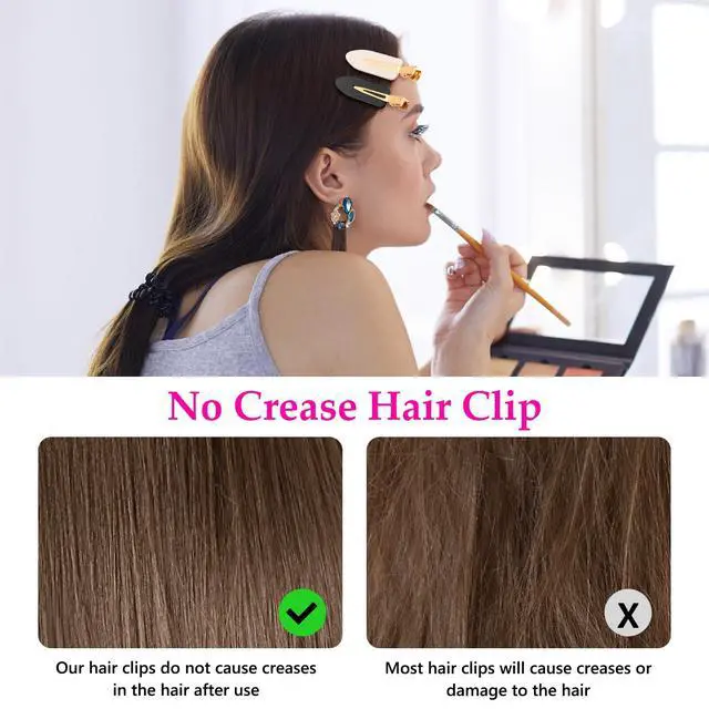 Alt view image 4 of 7 - 6 Pcs Creaseless Hair Clips No bend No Crease Hair Clip Makeup Clips for Women and Girls Flat Hair Clips for Hairstyling Salon Golden Handle