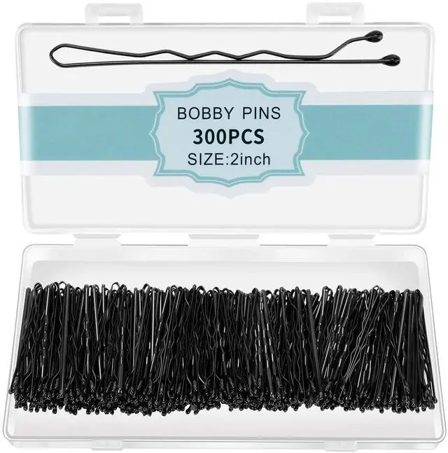 Main image of 300 Pcs Bobby Pins Black, Hair Pins for Women Girls and Kids, Invisible Wave Hair clips Bulk with Storage box, Pain-Free Hairpins2 Inch Black