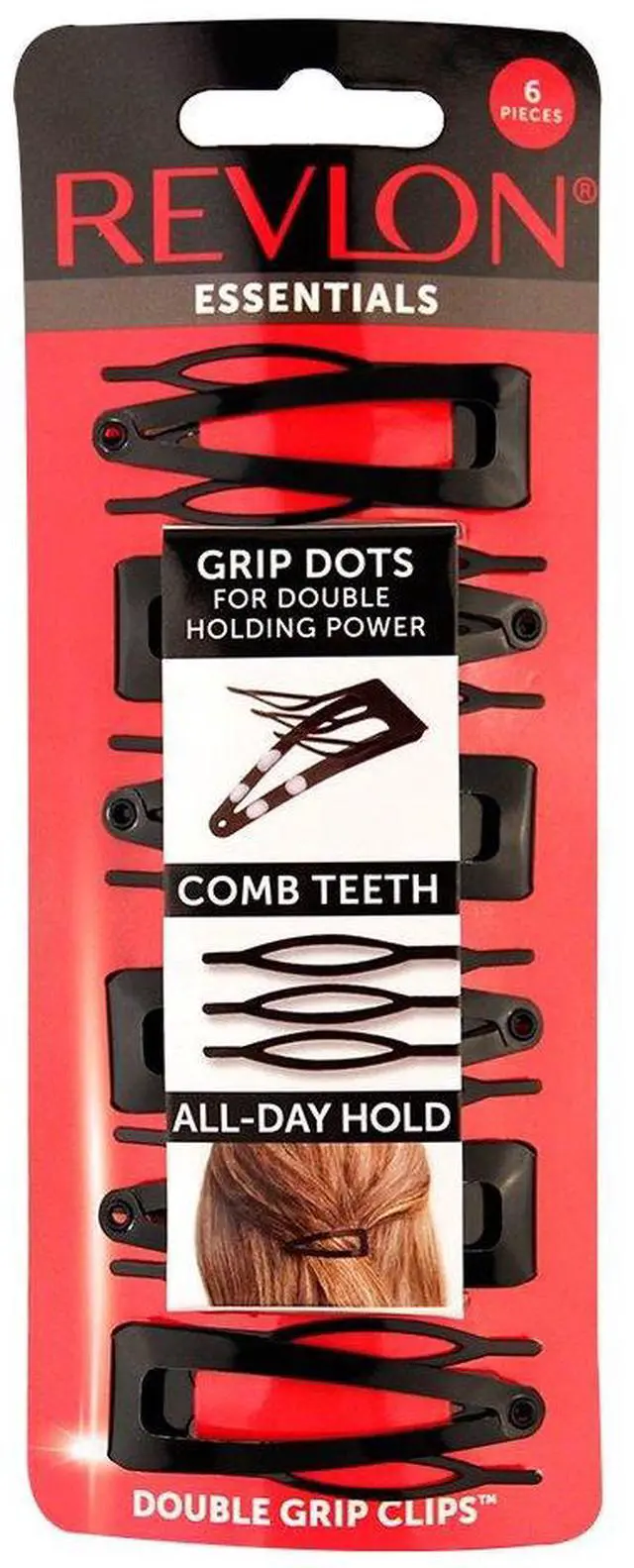 Main image of Double Grip Hair Clips, 6 Count
