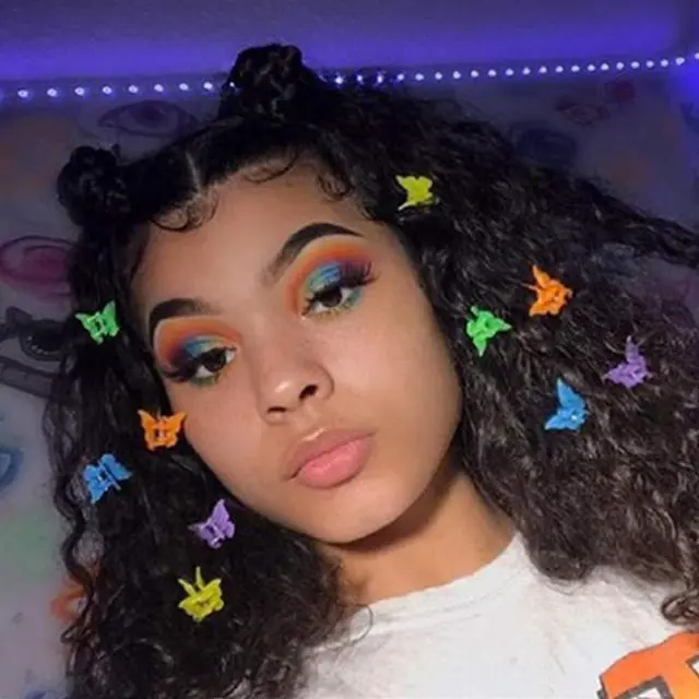 Alt view image 3 of 6 - 50 Pack Butterfly Hair Clips Pastel Mini Cute Accessories For 90S Girls Women, Matte Colors Assorted Color, Beautiful And Random Colour