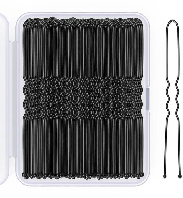 Main image of 2.8 Inch U Shaped Hair Pins for Women Girls, Long Hair Pin Bobby Pin for Secure Bun Hairstyles, 100 Count (Black)