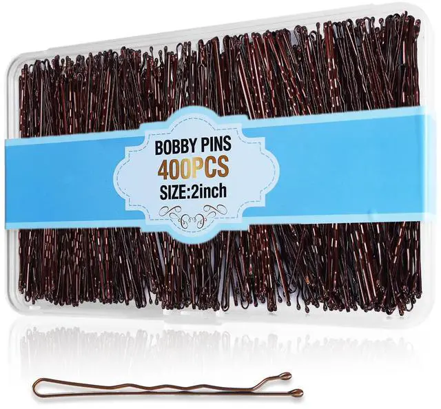 Main image of 400Pcs Pins Brown, Cyluer Bobby Pin, 2 Inch Premium Bobby Pins Secure Hold & Pain Free For Women, Men, Teens, Invisible Wave Hair Pins Bulk With Storage Case, Suitable For Various Hairstyles