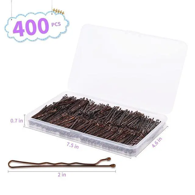 Alt view image 2 of 7 - 400Pcs Pins Brown, Cyluer Bobby Pin, 2 Inch Premium Bobby Pins Secure Hold & Pain Free For Women, Men, Teens, Invisible Wave Hair Pins Bulk With Storage Case, Suitable For Various Hairstyles