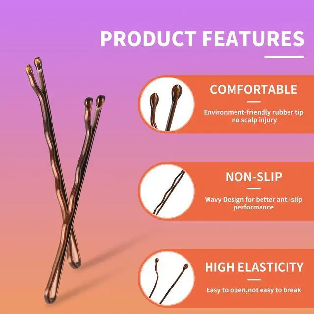 Alt view image 3 of 7 - 400Pcs Pins Brown, Cyluer Bobby Pin, 2 Inch Premium Bobby Pins Secure Hold & Pain Free For Women, Men, Teens, Invisible Wave Hair Pins Bulk With Storage Case, Suitable For Various Hairstyles