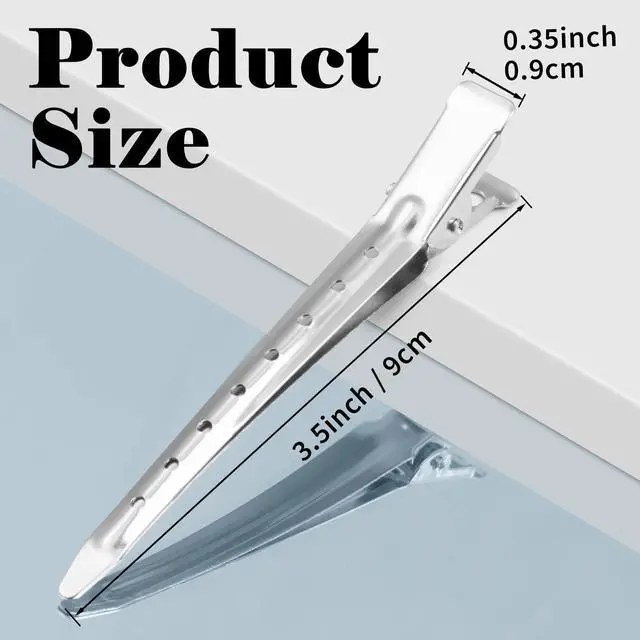 Alt view image 3 of 7 - 24 Pcs Duck Billed Hair Clips for Styling Sectioning, 3.5 inch Metal Alligator Hair Clips for Women, Pin Curl Clips for Hair Roller,Salon,Bows DIY, Silver