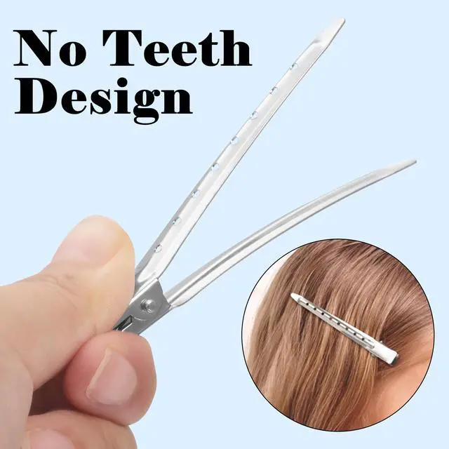 Alt view image 4 of 7 - 24 Pcs Duck Billed Hair Clips for Styling Sectioning, 3.5 inch Metal Alligator Hair Clips for Women, Pin Curl Clips for Hair Roller,Salon,Bows DIY, Silver