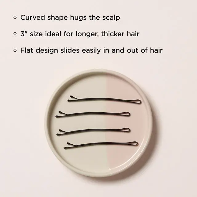 Alt view image 4 of 7 - XL 3" Curved Black Bobby Pins 40-count for Thick Hair, Non Slip Professional Hair Pins for Women, Strong Hold Black Styling Pins for Buns, Updos, French Twists, Roller Sets & Bridal Hair