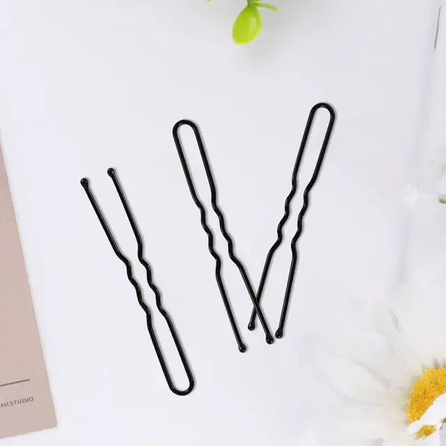 Alt view image 4 of 6 - U Shaped Hair Pins, 100PCS 2.4inch Bun Hair Pins for Women Kids Girls Hairdressing Salon with Storage Box, for All Hair Types - Black