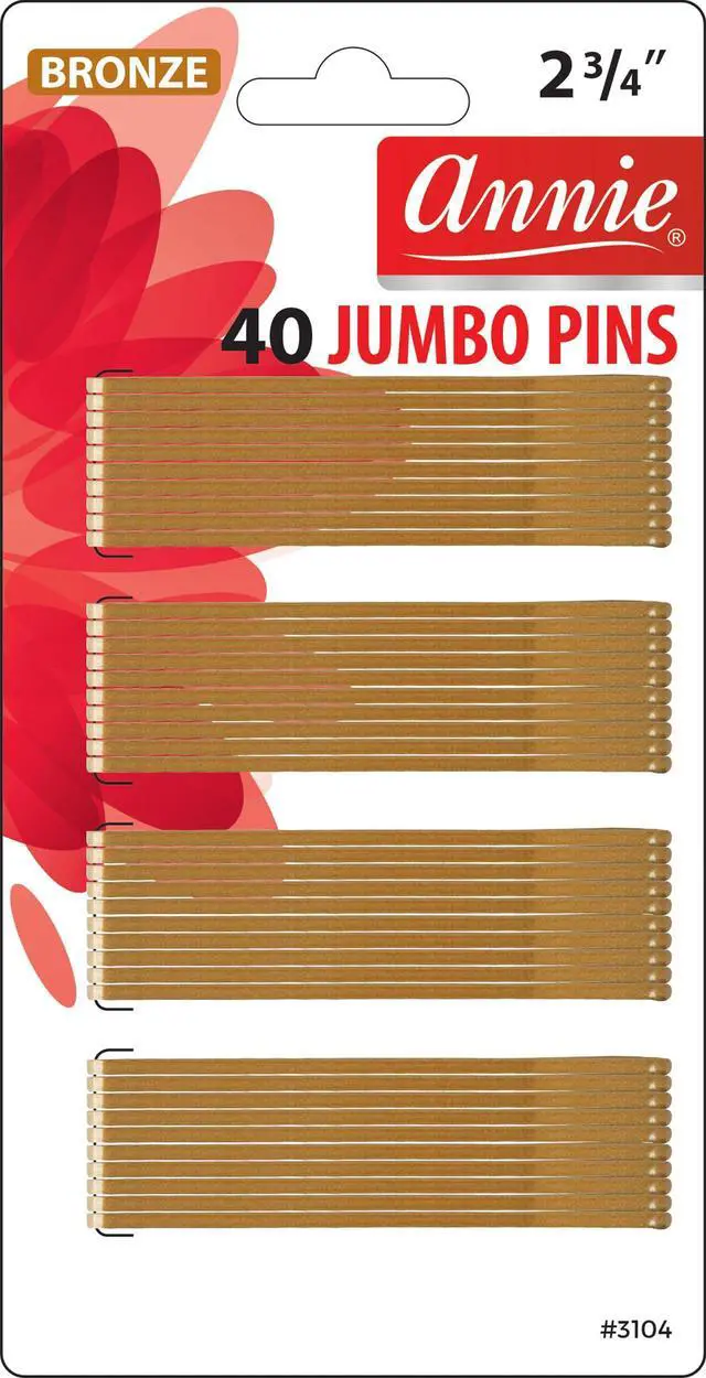 Main image of 2 3/4" Roller Pins Set, Metal Hair Clips - 40 Count (Bronze)