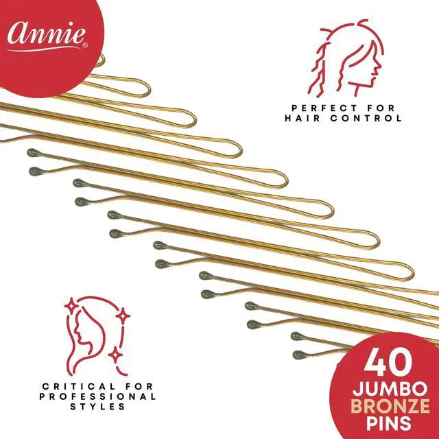 Alt view image 2 of 5 - 2 3/4" Roller Pins Set, Metal Hair Clips - 40 Count (Bronze)