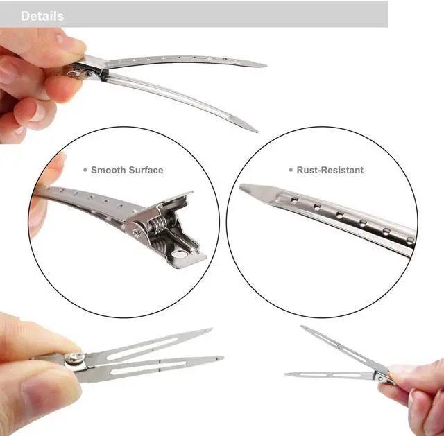 Alt view image 4 of 7 - 40pcs Metal Duck Billed Hair Clips for Styling Sectioning,Silver for Women Long Hair, Alligator Curl Clips for Hair Roller,Salon,Bows DIY with Case