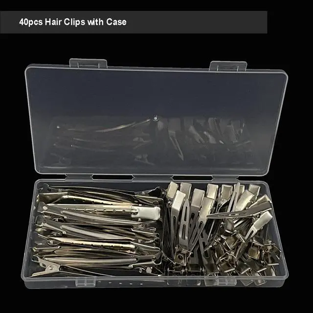 Alt view image 7 of 7 - 40pcs Metal Duck Billed Hair Clips for Styling Sectioning,Silver for Women Long Hair, Alligator Curl Clips for Hair Roller,Salon,Bows DIY with Case