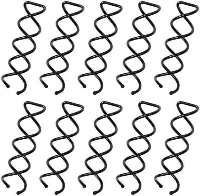 Main image of Spiral Twist Hair Pins (10-Pack) Durable Non-Scratch Corkscrew Design for Effortless Bun Hairstyles (Black)