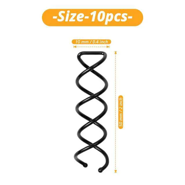 Alt view image 2 of 7 - Spiral Twist Hair Pins (10-Pack) Durable Non-Scratch Corkscrew Design for Effortless Bun Hairstyles (Black)