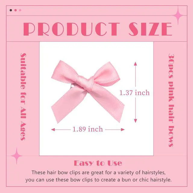 Alt view image 3 of 7 - Bow Hair Clips Pink Satin Mini Bowknot Hair Accessories Cute Hair Bow Barrettes Ribbon Hairpins for Women Girls