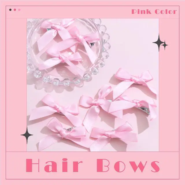 Alt view image 7 of 7 - Bow Hair Clips Pink Satin Mini Bowknot Hair Accessories Cute Hair Bow Barrettes Ribbon Hairpins for Women Girls