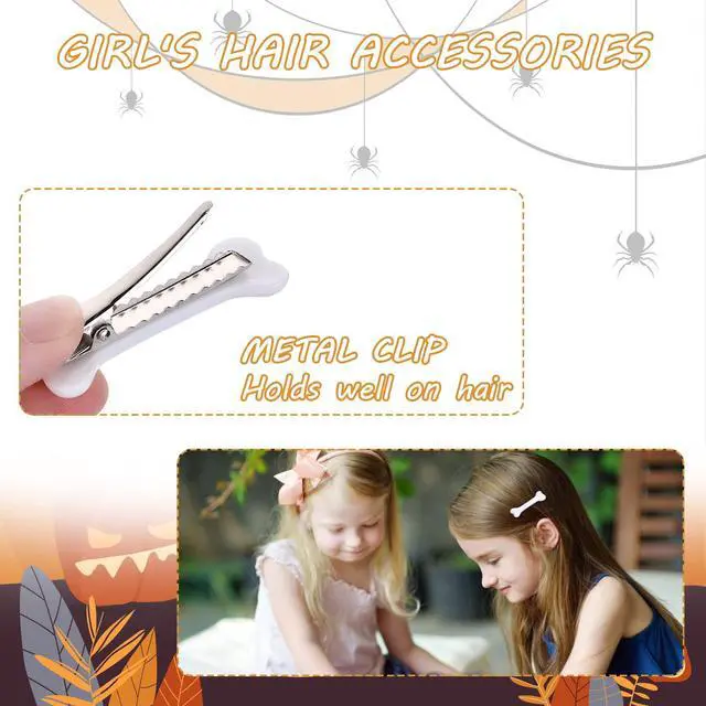 Alt view image 2 of 7 - 4 Pieces Bone Hair Clip Skull Skeleton HairPins Side Hair Clip Cosplay Costume Decorative Hair Pins Clips Accessories Barettes for Women Girls