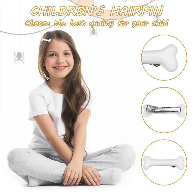 Alt view image 3 of 7 - 4 Pieces Bone Hair Clip Skull Skeleton HairPins Side Hair Clip Cosplay Costume Decorative Hair Pins Clips Accessories Barettes for Women Girls