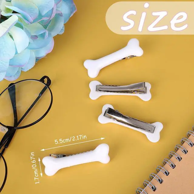 Alt view image 7 of 7 - 4Pcs Bone Hair Clip White Bones Hairpins for Women Hair Accessories for Halloween Cosplay Costume Party Daily Wear Hair Pins White Dog Bone Alligator Clips