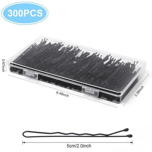 Alt view image 2 of 7 - Bobby Pins 300 Pcs, Bobby Pins Black 2Inches, Reusable Invisible Wave Non Slip Hair Pins, for Girls, and Women, Bulk With Storage Box