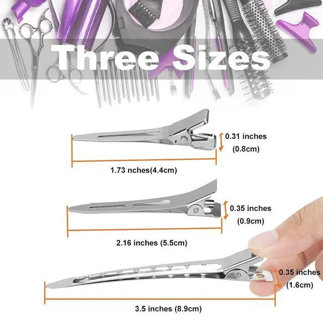 Alt view image 2 of 7 - 42Pcs Styling Hair Clips, Silver Metal Duck Billed Hair Clips for Women Styling Sectioning, Duckbill Long, Pin Curl, Alligator Roller Clip with Case (42PCS)