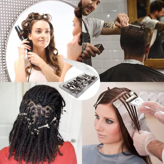 Alt view image 4 of 7 - 42Pcs Styling Hair Clips, Silver Metal Duck Billed Hair Clips for Women Styling Sectioning, Duckbill Long, Pin Curl, Alligator Roller Clip with Case (42PCS)