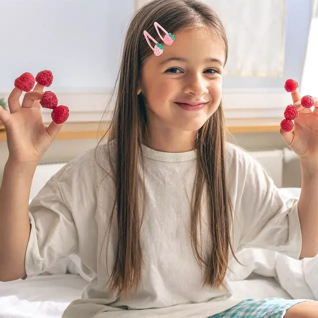 Alt view image 5 of 7 - Strawberry Hair Clips, 4Pcs Snap Pink Hair Clips Barrettes Pink Decorative Kawaii Clip Y2k Accessories for Girls Toddlers Kids and Teens Gifts