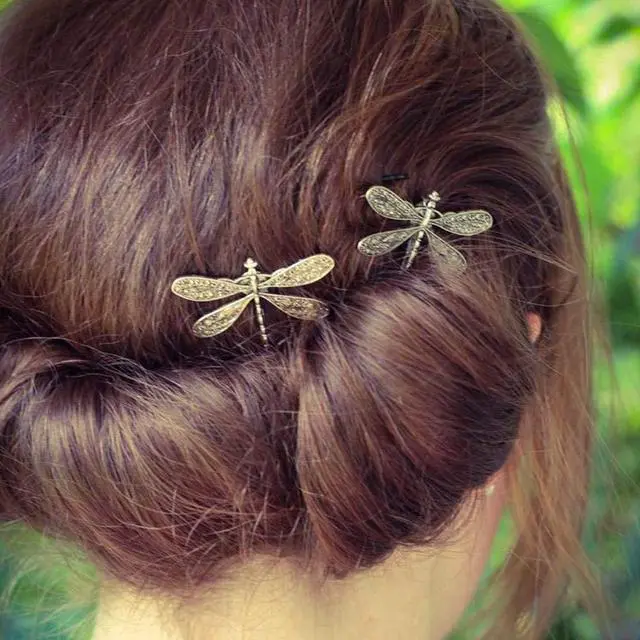 Alt view image 4 of 7 - Dragonfly Hair Clip,Antique Headwear Wedding Retro Styling Hair Clip,Bridal Headdress, Color Head Wear Styling Hair Accessories for Girls Women Bobby Pins Hairpins French (1)