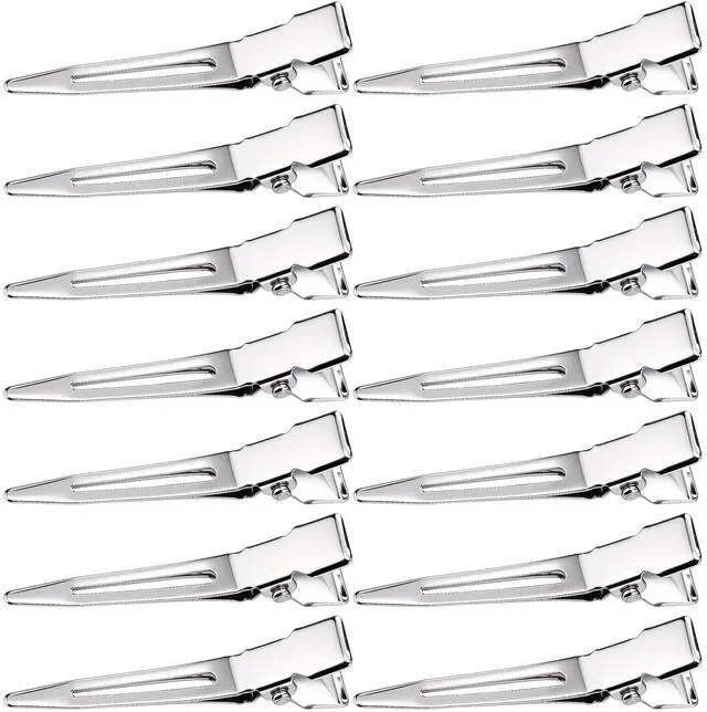 Main image of 50 Pack Duck Billed Clips 1.75 Inch Single Prong Metal Alligator Clip Durable Silver Hair Pins for Women Curl Dread Extension Setting Salon DIY