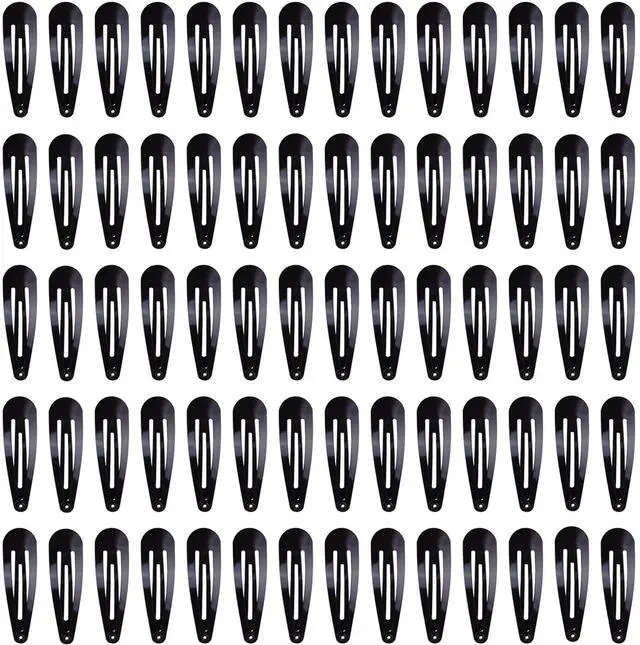 Main image of 70 Pack 2 Inch Barrettes Women Metal Snap Hair Clips Accessories, Tuefuzy Black Hair Barrettes, Non Slip Hair Clips