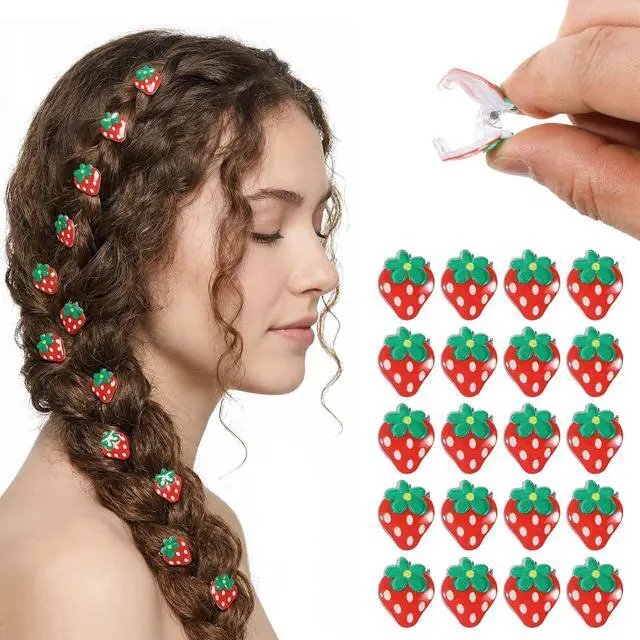 Main image of 20 Pcs Mini Strawberry Hair Clip Cute Tiny Hair Claw Non Slip Sweet Barrettes Hairpins Fruit Hairs Claw Clip Fashion Hairs Accessories Fruit Daily Hairpins for Women Daily Birthday Party