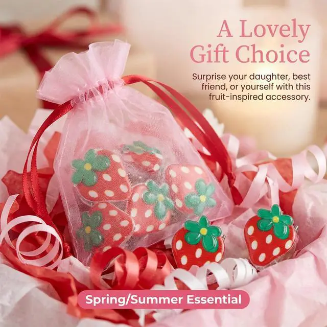 Alt view image 2 of 7 - 20 Pcs Mini Strawberry Hair Clip Cute Tiny Hair Claw Non Slip Sweet Barrettes Hairpins Fruit Hairs Claw Clip Fashion Hairs Accessories Fruit Daily Hairpins for Women Daily Birthday Party