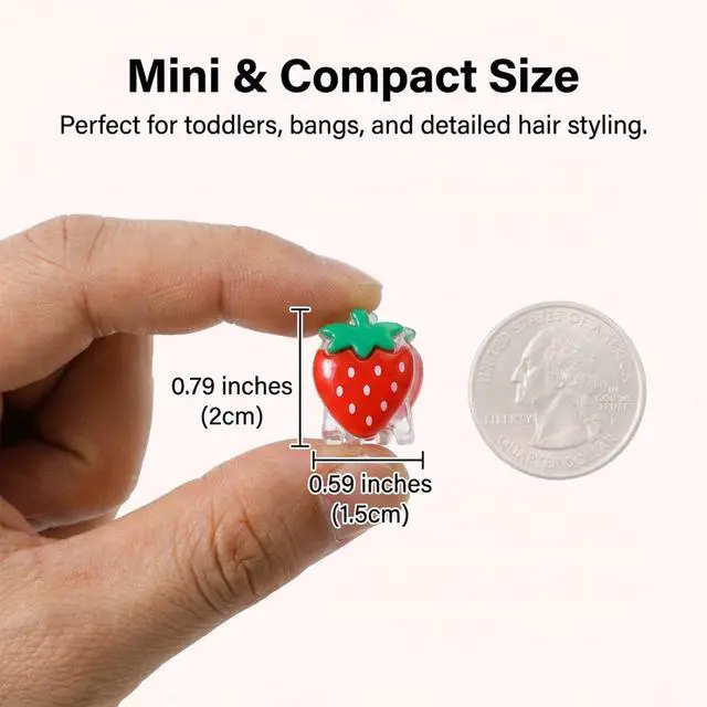 Alt view image 4 of 7 - 20 Pcs Mini Strawberry Hair Clip Cute Tiny Hair Claw Non Slip Sweet Barrettes Hairpins Fruit Hairs Claw Clip Fashion Hairs Accessories Fruit Daily Hairpins for Women Daily Birthday Party