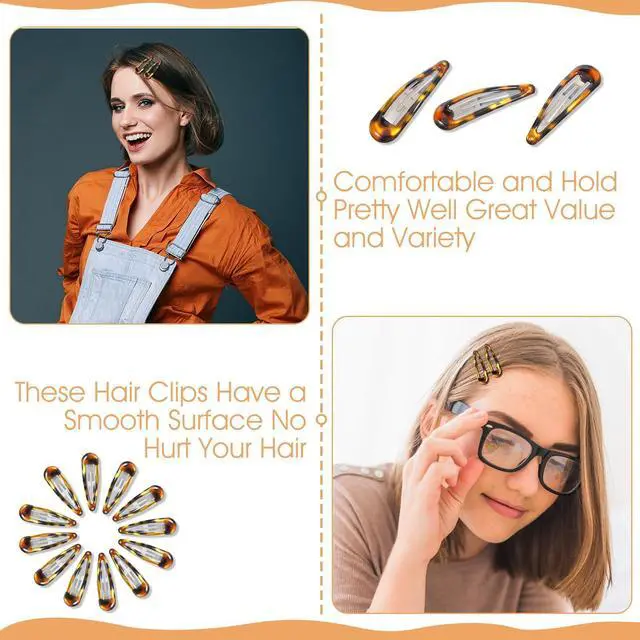 Alt view image 2 of 7 - 12PCS Metal Snap Hair Clips Tortoise, Hair Barrettes for Women, Hair Snap Clips for Women, Vintage Tortoise Hair Clips Snap, Snap Barrettes for Women Girls Suitable for All Hair Types