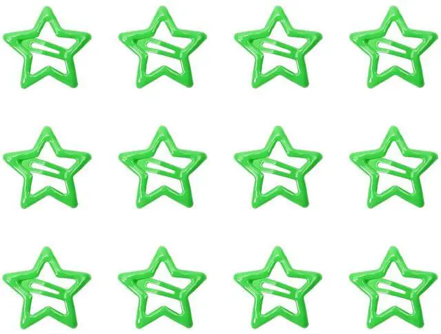 Main image of Star Hair Clips 12Pcs Small Metal Star Snap Hair Clips Barrettes Decoration Accessories for Women (Green)