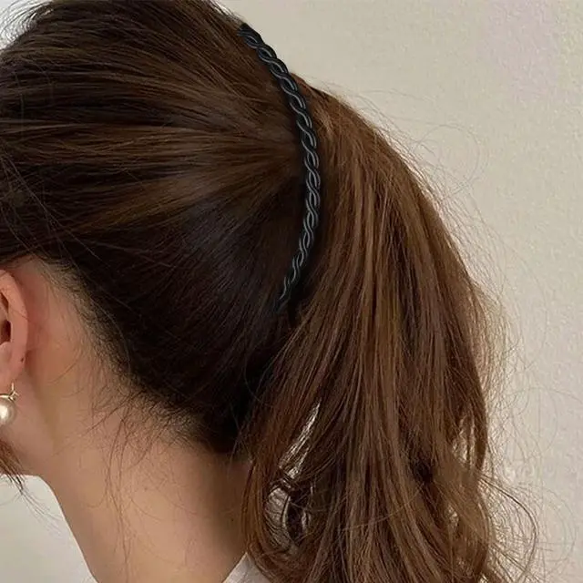 Alt view image 6 of 6 - Banana Hair Clips for Women, Non-Slip Hair Claws with Double Combs, Vintage Hairpin Thick Long Curly Hair Styling Accessories for Daily, Party - Black, Brown (Smooth and Wavy Edge)