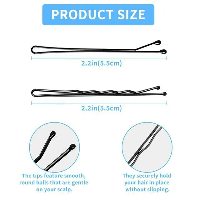 Alt view image 2 of 6 - 100 PCS 2.2 Inch(55 mm) Bobby Pins Black