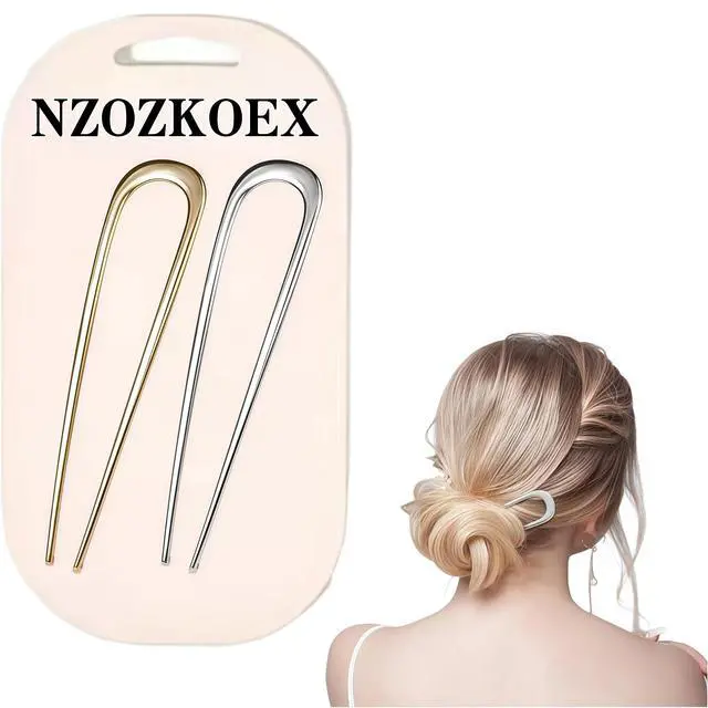 Main image of 2 PCS U-Shaped Large 5.5 Inch metal hair pin,french hair pin,french hairpin,u pins for hair bun,hair pins for styling,hair pins for thick hair,bun pins