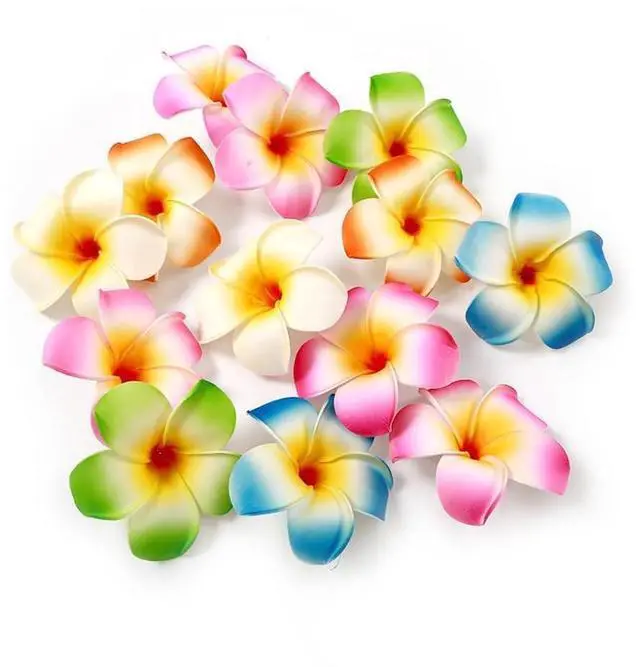 Main image of 10 Pcs Multicolor Hawaii Plumeria Flower Clips Hawaiian Flower Hair Barrettes Beach Party Hair Clips Artificial Tropical Flower Hairpins for Wedding, Plumeria Hair Clip,Hair Accessories 7cm