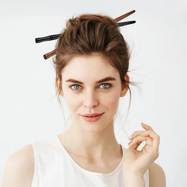 Alt view image 3 of 7 - 8 Pieces Hair Chopsticks Bamboo Shape Hair Sticks, 6.9 Inch Wooden Chinese Chopstick Hair Stick Vintage Handmade HairPin Retro Hair Sticks For Buns Hair Accessories For Long Hair Women Girls