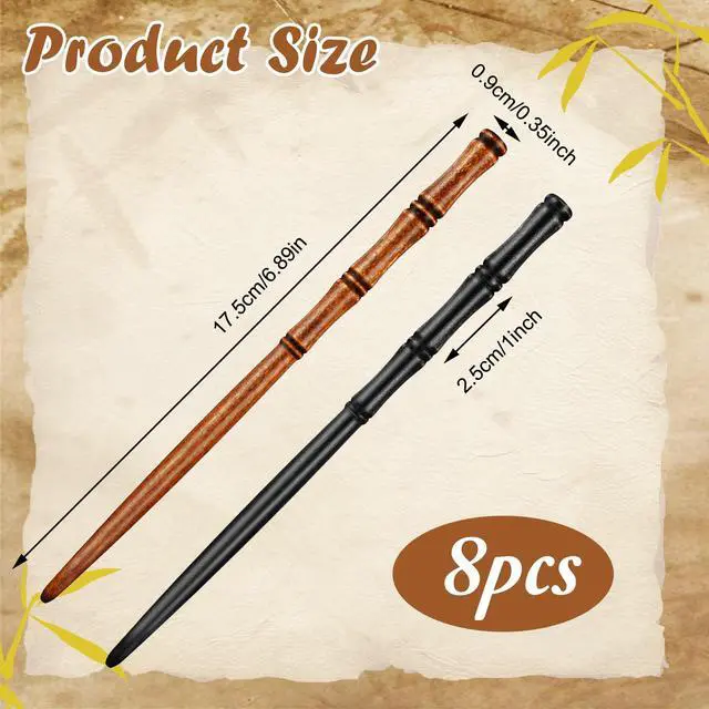 Alt view image 4 of 7 - 8 Pieces Hair Chopsticks Bamboo Shape Hair Sticks, 6.9 Inch Wooden Chinese Chopstick Hair Stick Vintage Handmade HairPin Retro Hair Sticks For Buns Hair Accessories For Long Hair Women Girls