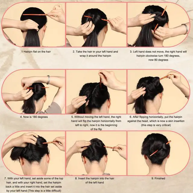 Alt view image 6 of 7 - 8 Pieces Hair Chopsticks Bamboo Shape Hair Sticks, 6.9 Inch Wooden Chinese Chopstick Hair Stick Vintage Handmade HairPin Retro Hair Sticks For Buns Hair Accessories For Long Hair Women Girls