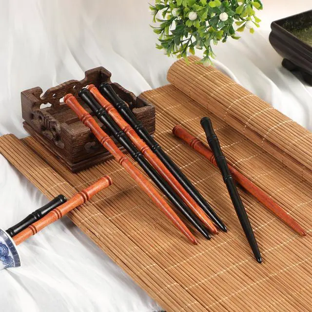 Alt view image 7 of 7 - 8 Pieces Hair Chopsticks Bamboo Shape Hair Sticks, 6.9 Inch Wooden Chinese Chopstick Hair Stick Vintage Handmade HairPin Retro Hair Sticks For Buns Hair Accessories For Long Hair Women Girls