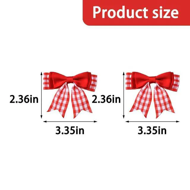 Alt view image 2 of 7 - Red Check Mini Bow Hairclip Small Bow Hair Clip Checkered Bows Hairpins for Daughter Granddaughter Ribbon Bowknot Barrette Christmas Xmas Theme Party Favors Buffalo Plaid Hair Accessories 2Pcs