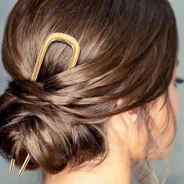 Alt view image 6 of 7 - Sophisticated French Hair Pins for Women Elegant & Sturdy Alloy Hair Pin for Buns, Chignons, Twists & Updos, All-Day Secure Hold, Comfortable Fit - Gilded Gold, 1 Piece