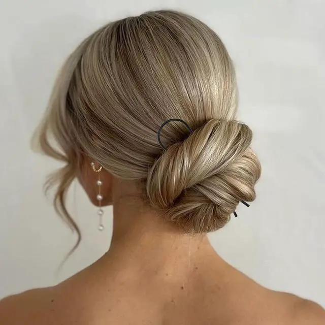 Alt view image 7 of 7 - French Hair Pin, 8 PCS Black Hair Pins for Women Metal Hair Side Combs, French Pins Hair, U Shaped Hair Pins for Buns Updos, French Pins Hair Stick Pin Hair Combs for Styling Hairpin Hair Accessories