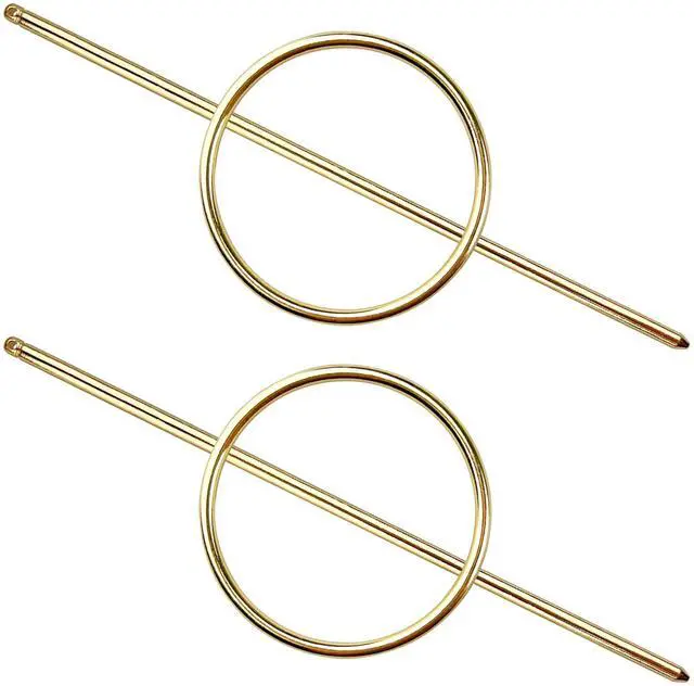 Main image of Gold Round Hair Clips Hollow Circle Hair Barrettes for Women Fashion Geometric Hairpins Minimalist Hair Accessories Hair Fork Metal Ponytail Hairpin Retro for Girls