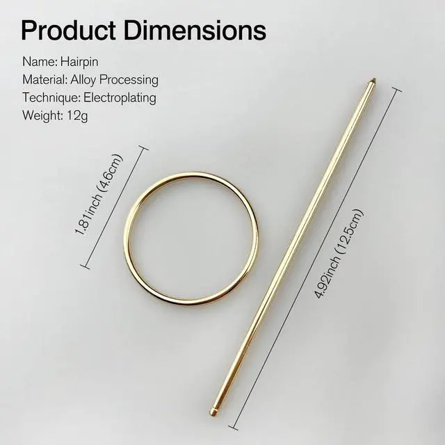 Alt view image 4 of 7 - Gold Round Hair Clips Hollow Circle Hair Barrettes for Women Fashion Geometric Hairpins Minimalist Hair Accessories Hair Fork Metal Ponytail Hairpin Retro for Girls